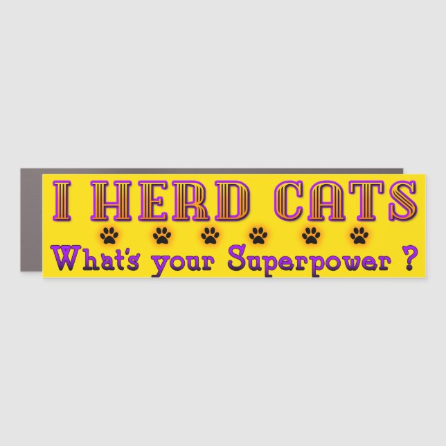 I Herd Cats Bumper Magnet - Gold (Front)