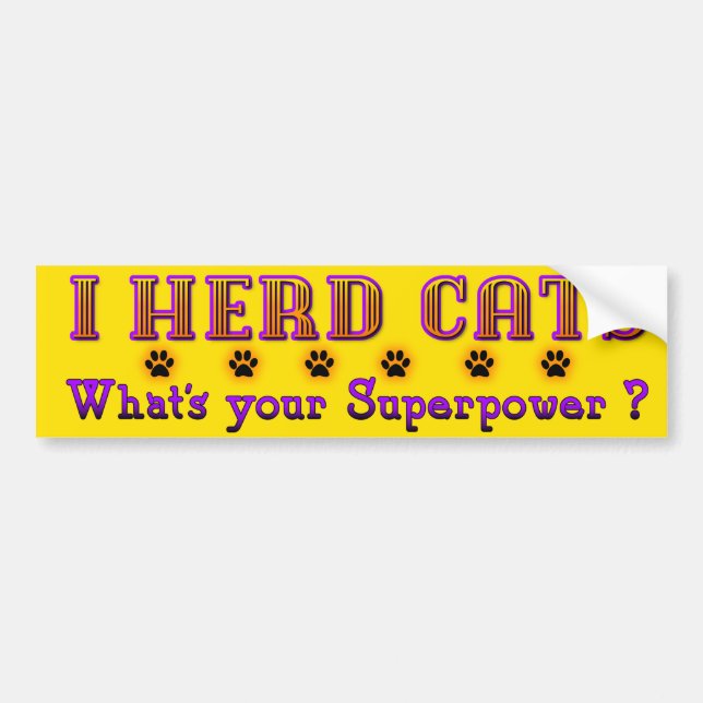 I Herd Cats Bumper Sticker - Gold (Front)