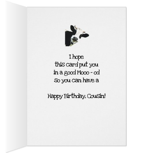 I Herd it Was Your Birthday Cousin Holstein Cow (Inside (Right))