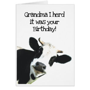 I Herd it Was Your Birthday Grandma Holstein Cow Cards