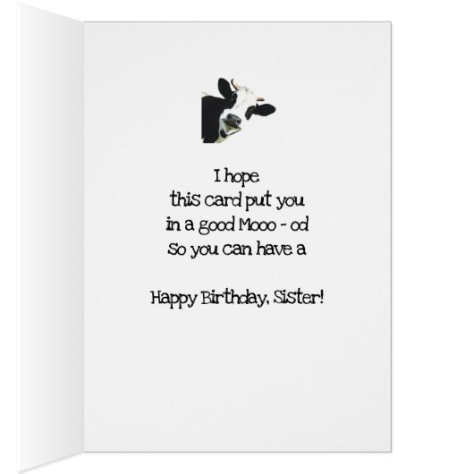 I Herd it Was Your Birthday Sister Holstein Cow (Inside (Right))