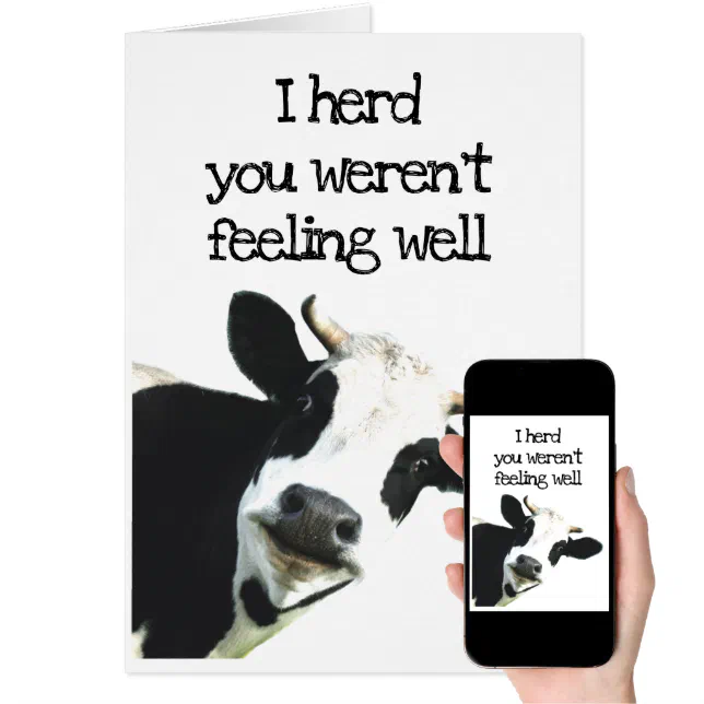 I Herd You weren't Feeling Well Holstein Cow Humor | Zazzle