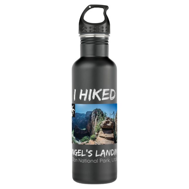 I Hiked Angel's Landing Zion National Park Utah Pr Stainless Steel Water Bottle (Front)