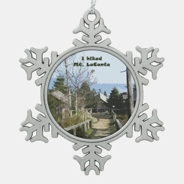 I hiked Mt LeConte / Photo Art Snowflake Pewter Christmas Ornament (Front)