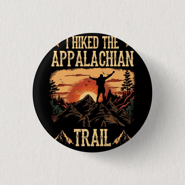 I Hiked The Appalachian Trail Mountains Striped Su Button (Front)