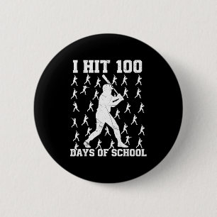 I Hit 100 Days Of School Baseball Boy Button