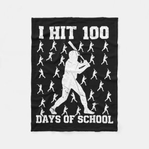 I Hit 100 Days Of School Baseball Boy Fleece Blanket