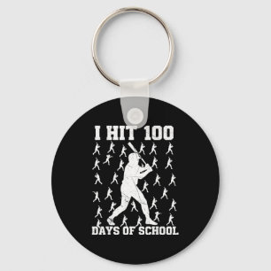 I Hit 100 Days Of School Baseball Boy  Keychain