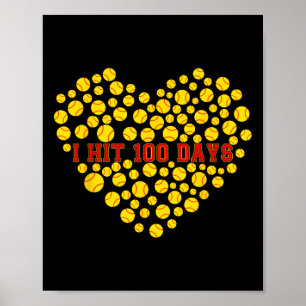 I Hit 100 Days Of School Heart Softbyll 100th Day Poster