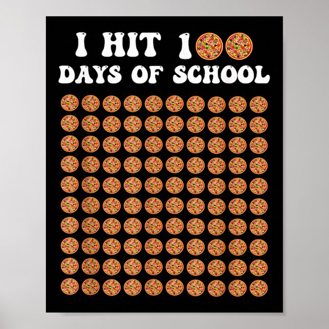 I Hit 100 Days Of School Pizza 100th Day Of School Poster (Front)
