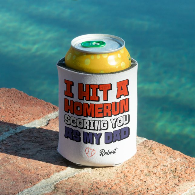 I Hit A Homerun Personalized Father's Day Baseball Can Cooler (In Situ Pool)