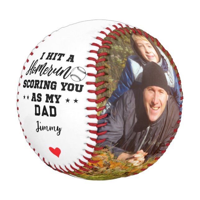 I Hit Homerun Scoring You As My Dad | Custom Photo Baseball (Angled)