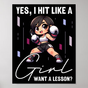 I Hit Like A Girl Want A Lesson Funny Kickboxing, Poster