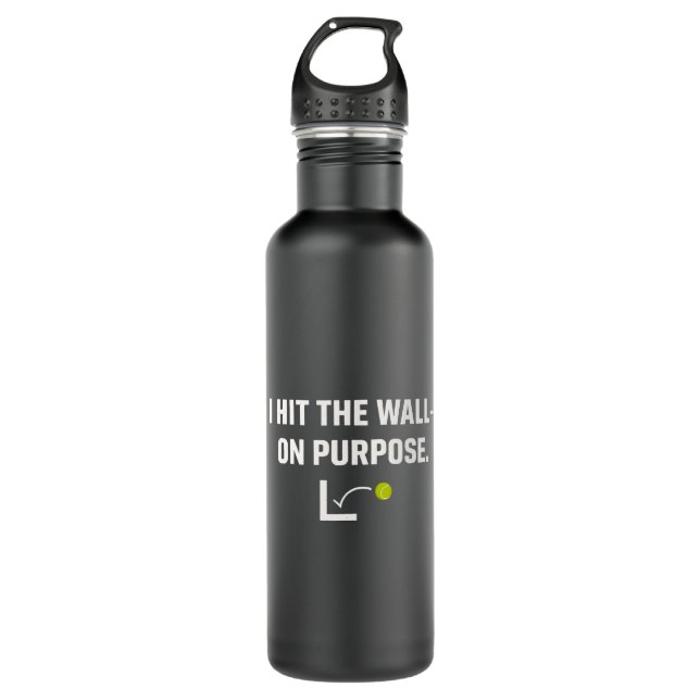 I Hit The Wall On Purpose Minimalist Padel Stainless Steel Water Bottle (Front)