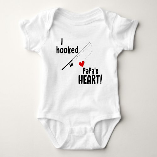 I Hooked PaPas Heart Fishing Baby Bodysuit
