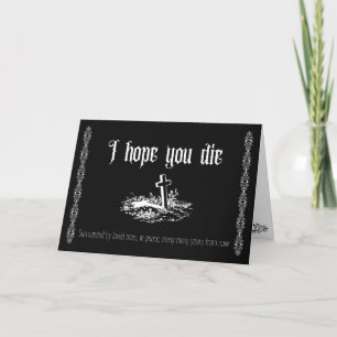 I hope you die letterpress thank you card