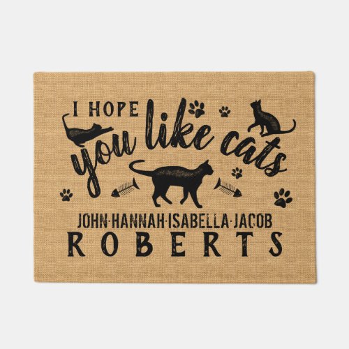 I Hope You Like Cats Funny Cat Lover Personalized Doormat