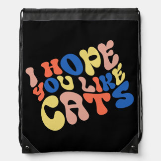 I Hope You Like Cats Retro Style Drawstring Bag