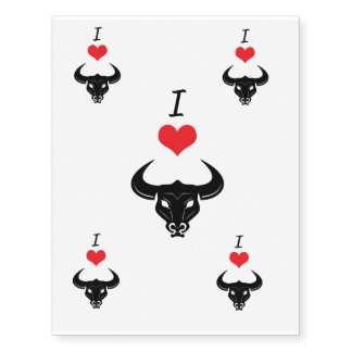 I Hrt Black Bulls Temporary Tattoos
