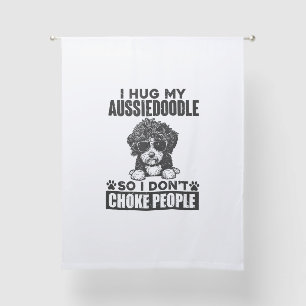 I Hug My Aussiedoodle So I Dont Choke People Funny Sheer Curtains