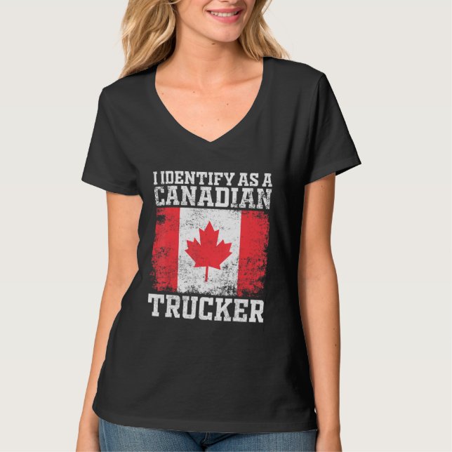 I Identify As A Canadian Trucker Support 2022 Mand T-Shirt (Front)
