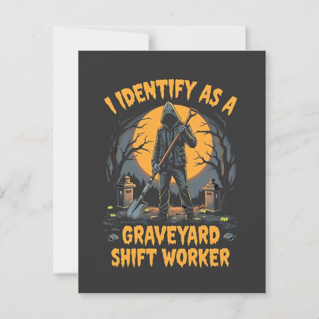 I Identify as a Graveyard Shift Worker Halloween Note Card (Front)