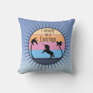 I identify as a Unicorn Sunset with Blue Ombre Throw Pillow