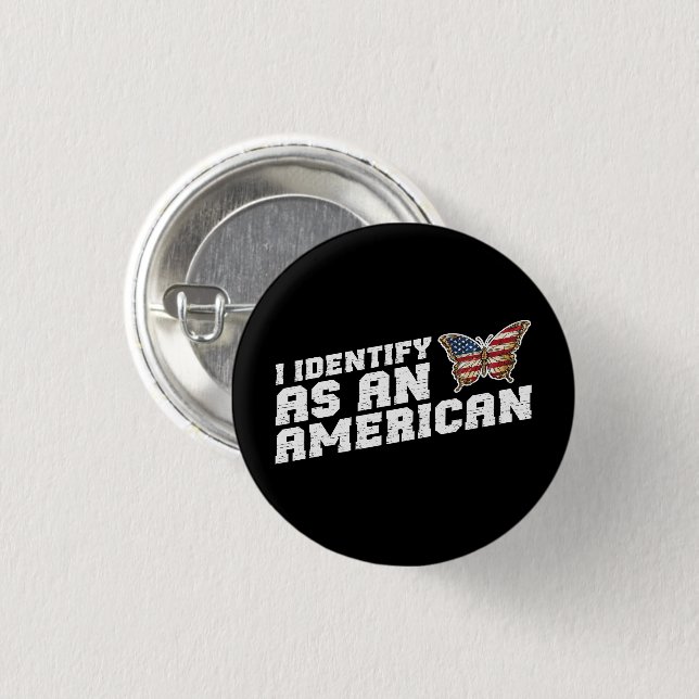 I Identify As An American Butterfly American Flag Button (Front & Back)