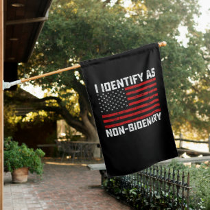 I Identify As Non Bidenary Funny Biden Trump 2024 House Flag