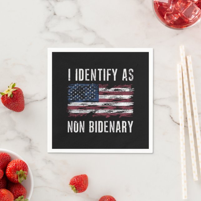 I Identify As Non Bidenary Patriot American Flag  Napkins (Insitu)