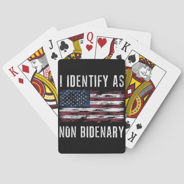 I Identify As Non Bidenary Patriot American Flag  Poker Cards (Back)