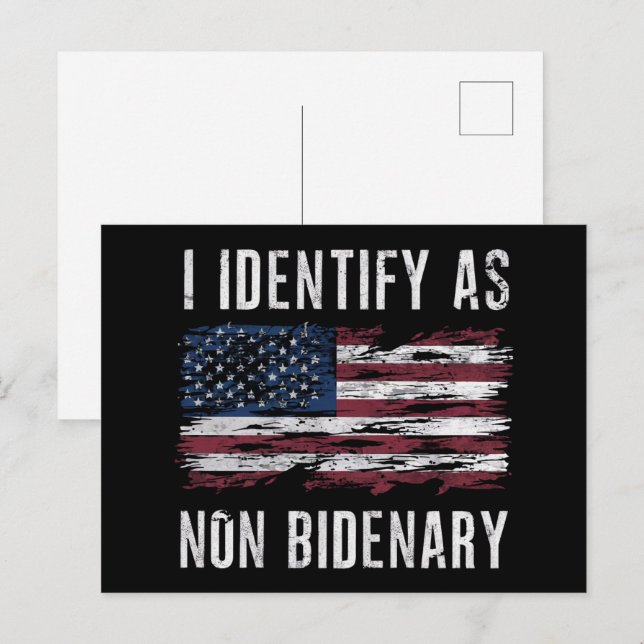 I Identify As Non Bidenary Patriot American Flag  Postcard (Front/Back)