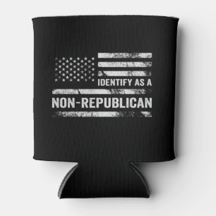 I Identify As Non-Republican Funny American Flag Can Cooler