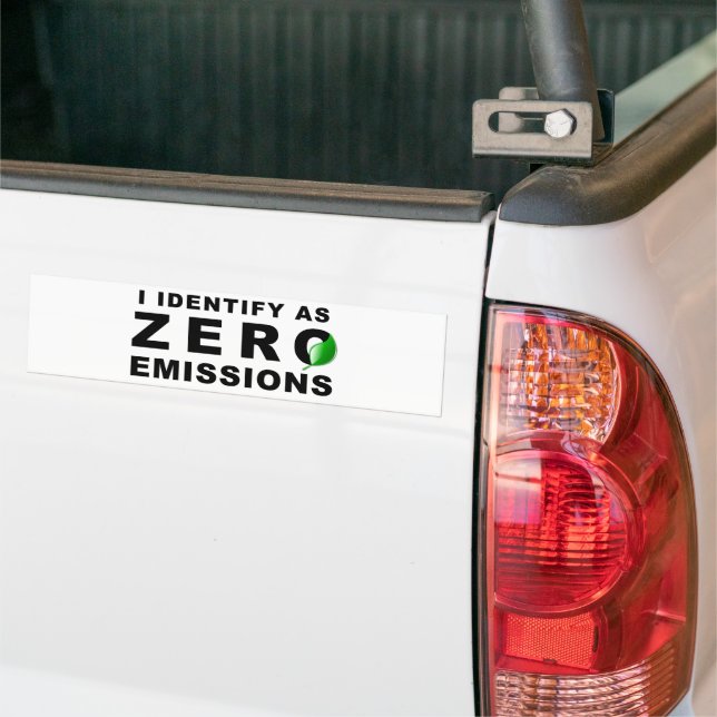 I identify as zero emissions bumper sticker (On Truck)