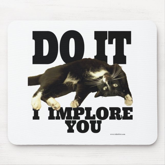 I Implore You Motivational Cat Photo Saying Mouse Pad (Front)