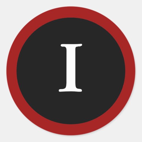 I  Initial I Letter I Red White  Black Stickers