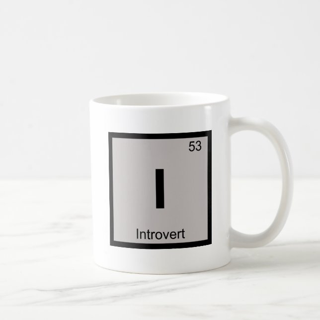 I - Introvert Chemistry Periodic Table Symbol Coffee Mug (Right)