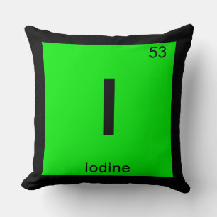 I - Iodine Chemistry Periodic Table Symbol Throw Pillow