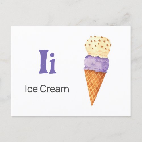 I is for Ice Cream _ Alphabet Flash Card