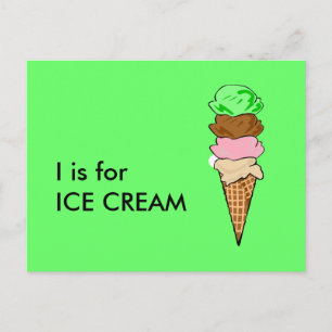 "I" is for Ice Cream Alphabet Flashcard Postcard