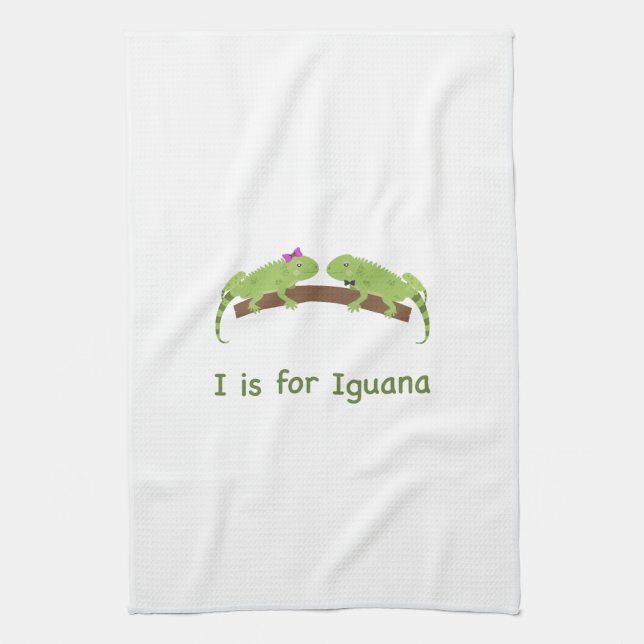 I is for iguana kitchen towel (Vertical)