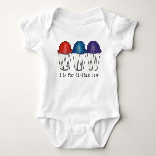 I is for Italian Ice Shaved Snocone Sno Cone Food Baby Bodysuit