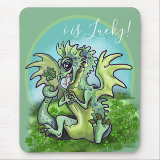 "i is Lucky!" lil' Lucky Shamrock Dragon Mouse Pad