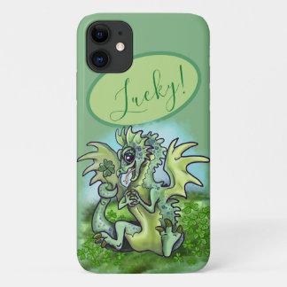 "i is lucky!" Lucky Shamrock Dragon iPhone 11 Case