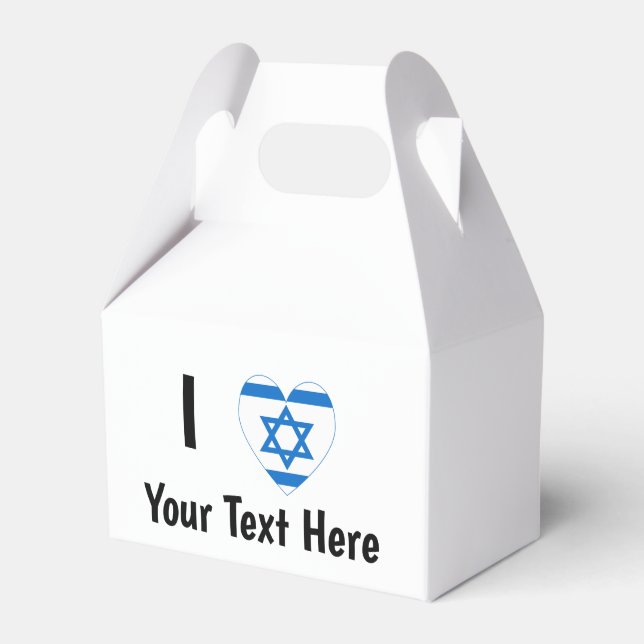 I (Israeli Flag Heart) Your Text Favor Boxes (Front Side)