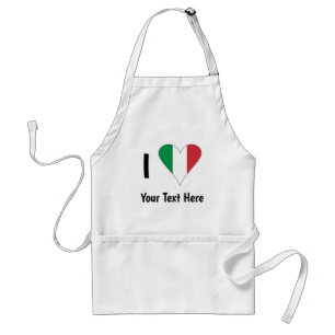 I (Italian Flag Heart Love) Your Text Adult Apron