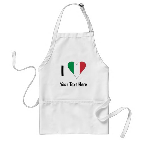 I Italian Flag Heart Love Your Text Adult Apron