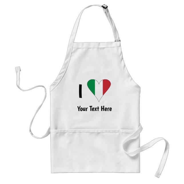 I (Italian Flag Heart Love) Your Text Adult Apron (Front)