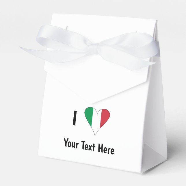 I (Italian Flag Heart Love) Your Text Favor Boxes (Front Side)