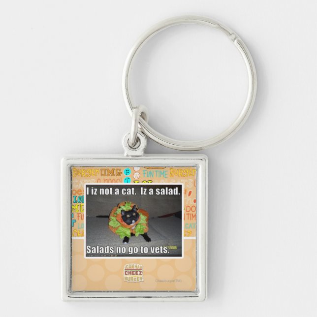 I iz not a cat. Iz a salad. Keychain (Front)